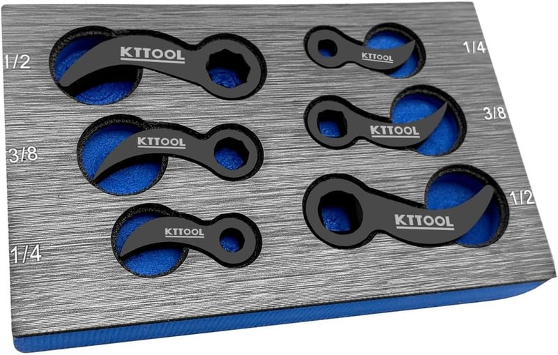 KTTOOL Store 6 Pcs Pry Bar Wrench Adaptor Head Set, Crowbar Adapter Head Tool, Half Shaft Removal Car Repairing Tools 1/2" 3/8" 1/4" D 8pt (Square) Profile - Image 1